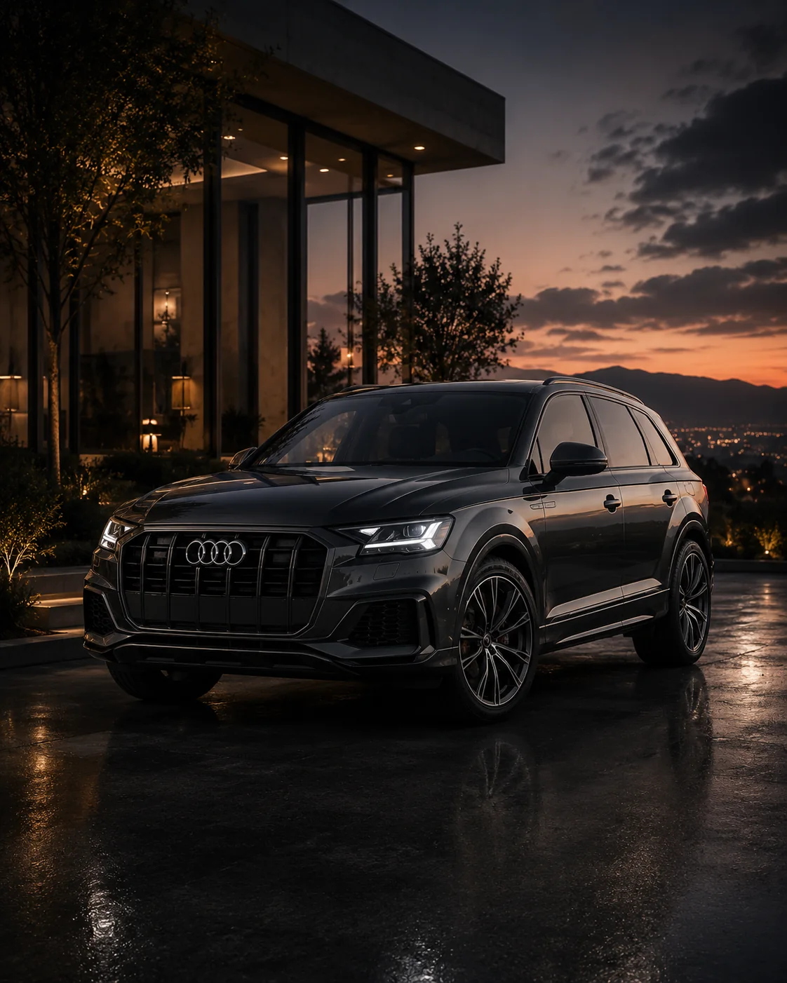 SUV Audi Q7 en escenario nocturno de lujo