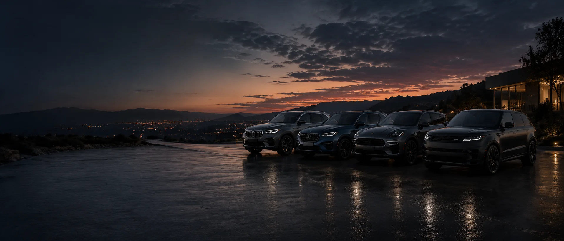 Grupo de SUVs de lujo listas para comparar