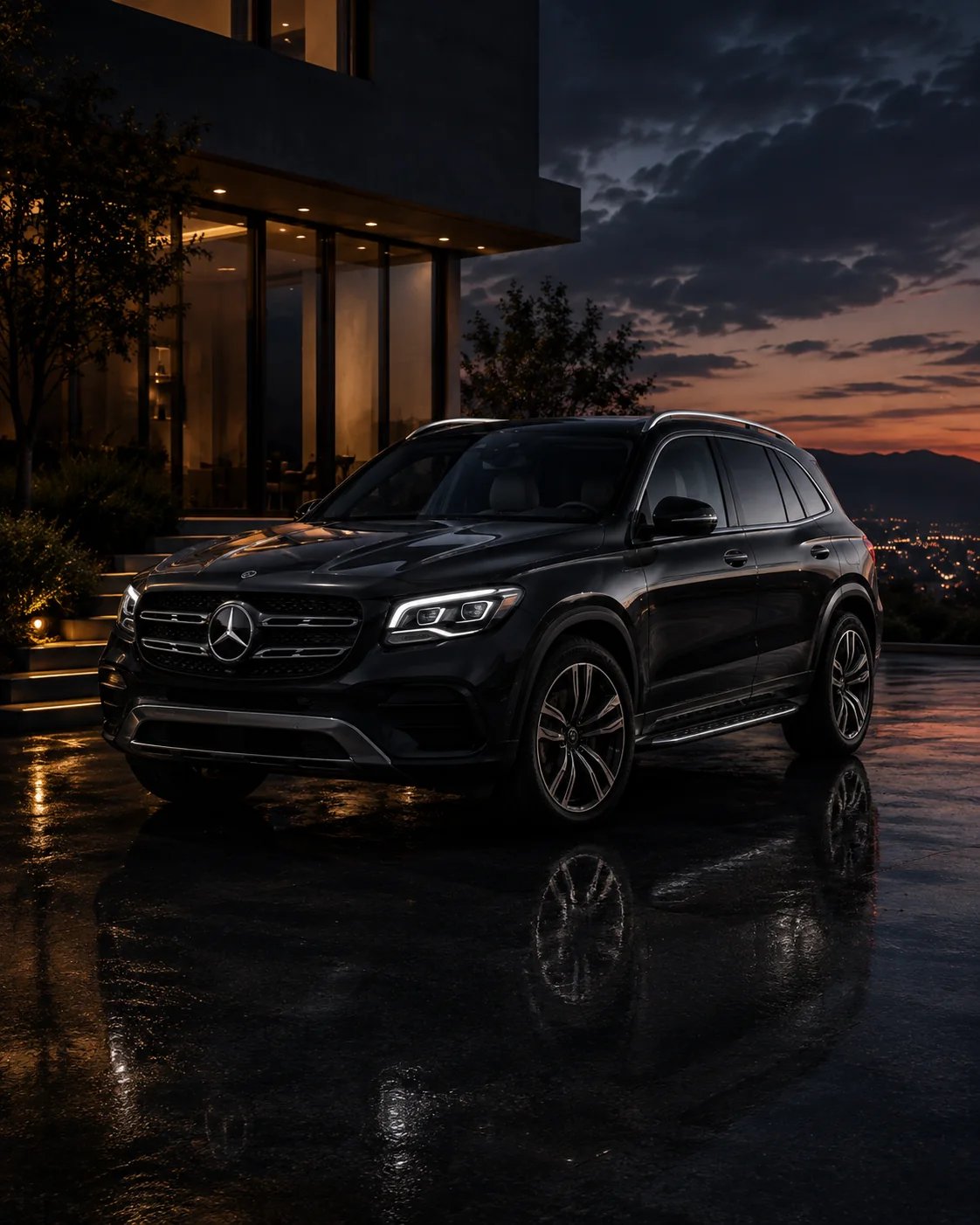 SUV Mercedes-Benz GLE en residencia contemporánea